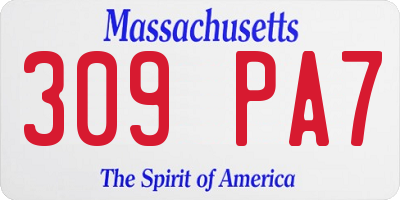MA license plate 309PA7