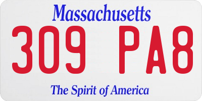 MA license plate 309PA8
