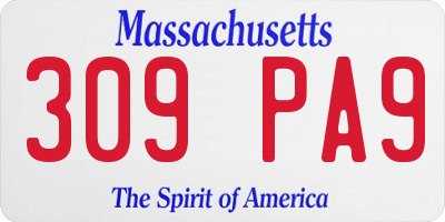 MA license plate 309PA9