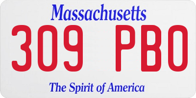 MA license plate 309PB0