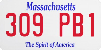 MA license plate 309PB1