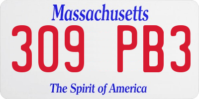 MA license plate 309PB3