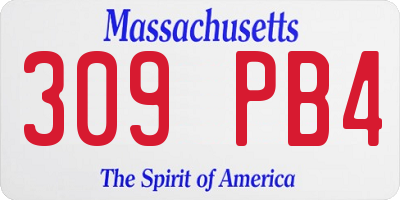 MA license plate 309PB4