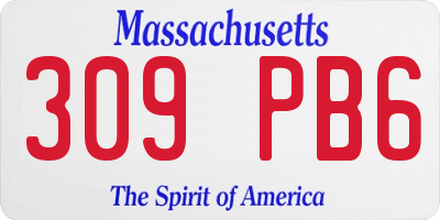 MA license plate 309PB6