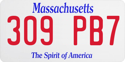 MA license plate 309PB7