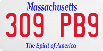 MA license plate 309PB9