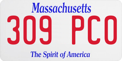 MA license plate 309PC0