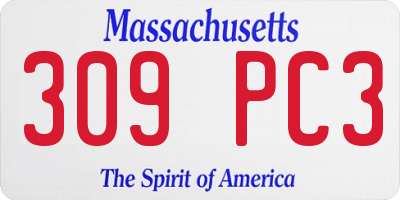 MA license plate 309PC3