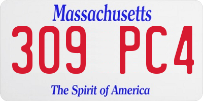 MA license plate 309PC4