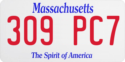 MA license plate 309PC7