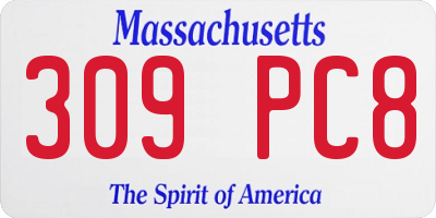 MA license plate 309PC8