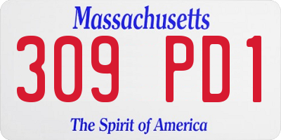 MA license plate 309PD1