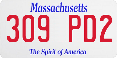 MA license plate 309PD2