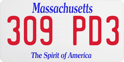 MA license plate 309PD3