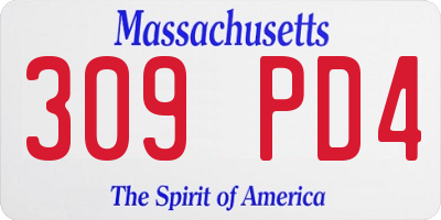 MA license plate 309PD4