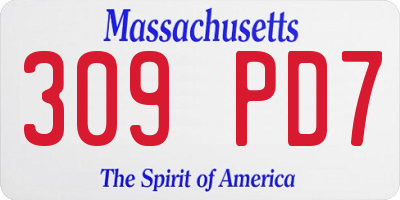 MA license plate 309PD7