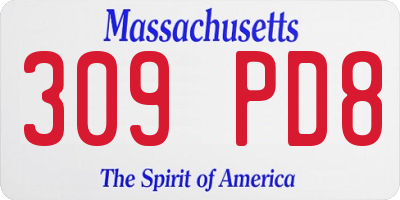 MA license plate 309PD8