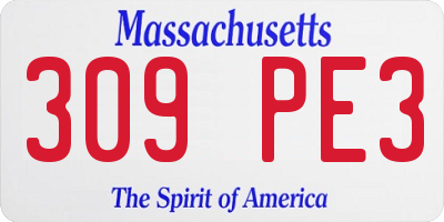 MA license plate 309PE3