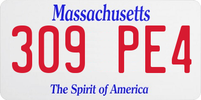 MA license plate 309PE4