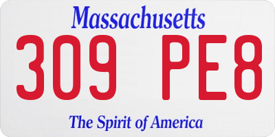 MA license plate 309PE8