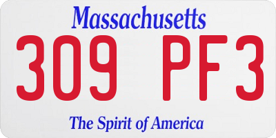 MA license plate 309PF3