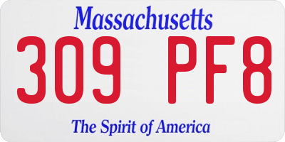 MA license plate 309PF8