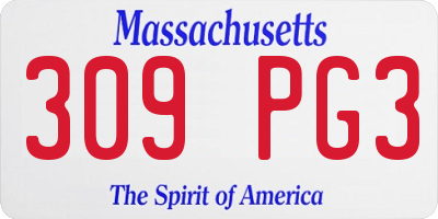 MA license plate 309PG3