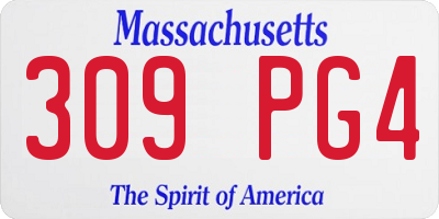 MA license plate 309PG4