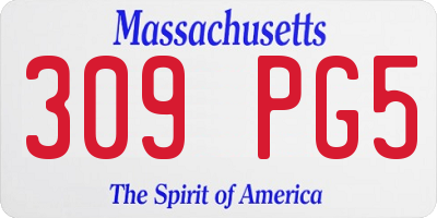 MA license plate 309PG5