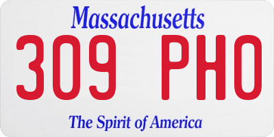 MA license plate 309PH0