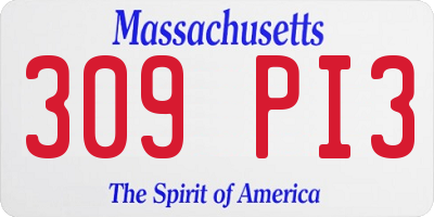 MA license plate 309PI3