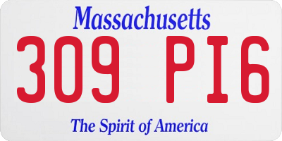 MA license plate 309PI6