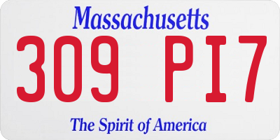 MA license plate 309PI7