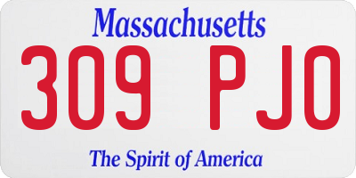 MA license plate 309PJ0