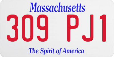 MA license plate 309PJ1