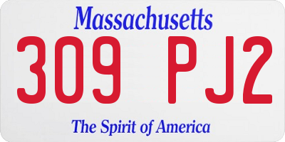 MA license plate 309PJ2