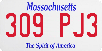 MA license plate 309PJ3