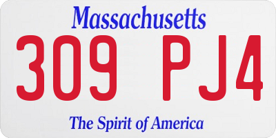 MA license plate 309PJ4