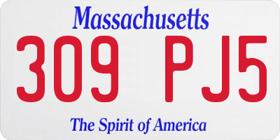 MA license plate 309PJ5