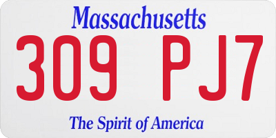 MA license plate 309PJ7