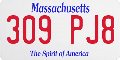 MA license plate 309PJ8
