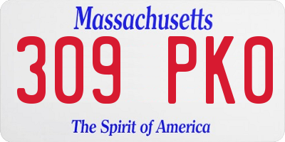 MA license plate 309PK0