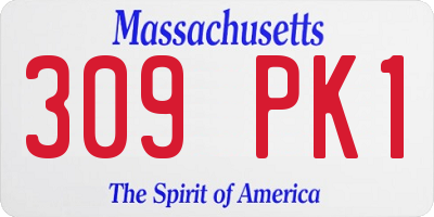 MA license plate 309PK1