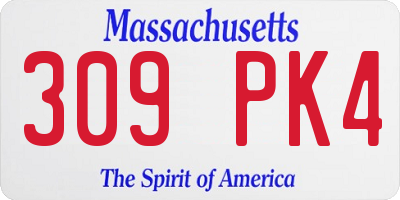 MA license plate 309PK4