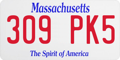 MA license plate 309PK5