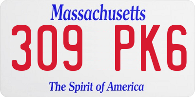 MA license plate 309PK6