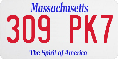 MA license plate 309PK7