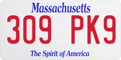 MA license plate 309PK9