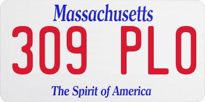 MA license plate 309PL0