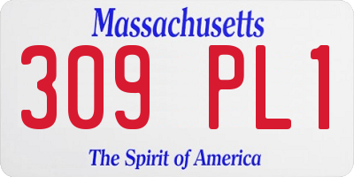 MA license plate 309PL1